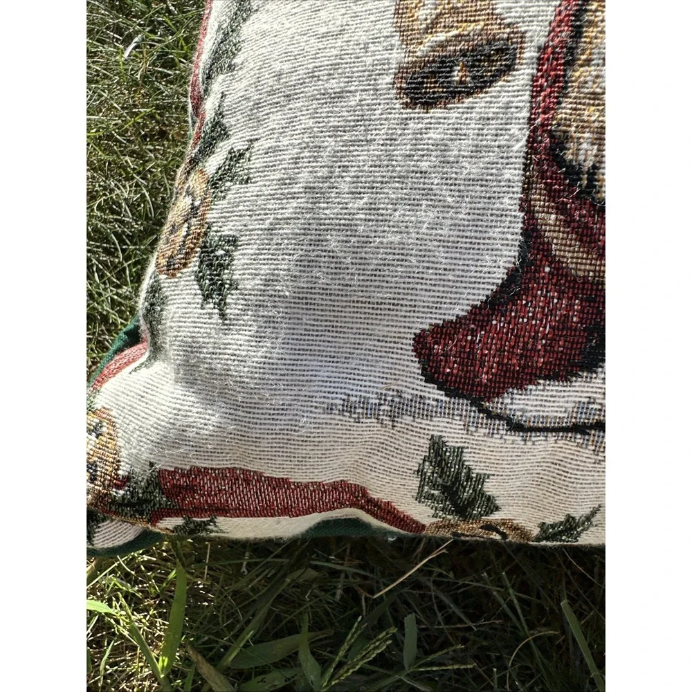 Needlepoint Tapestry Vintage Teddy Bear Holiday Decor Accent‎ Pillow 17